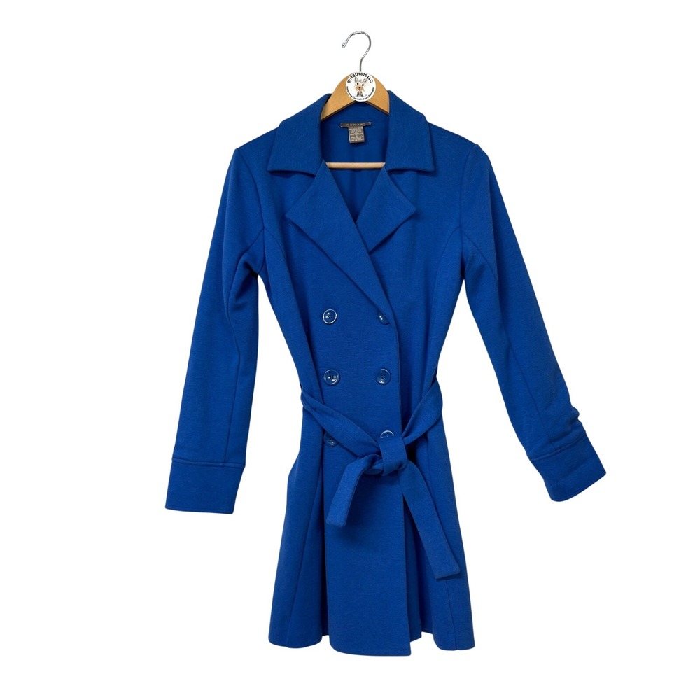 KENAR Double Breasted Belted Trench Coat Blue Size S‎